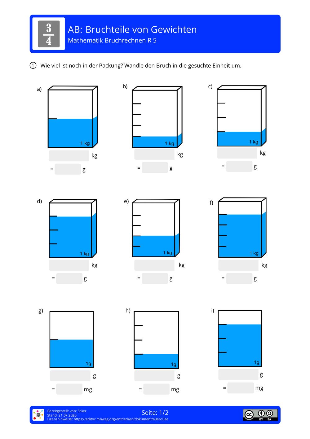 arbeitsblatt-bruchteile-von-gewichten-mathematik-bruchrechnen