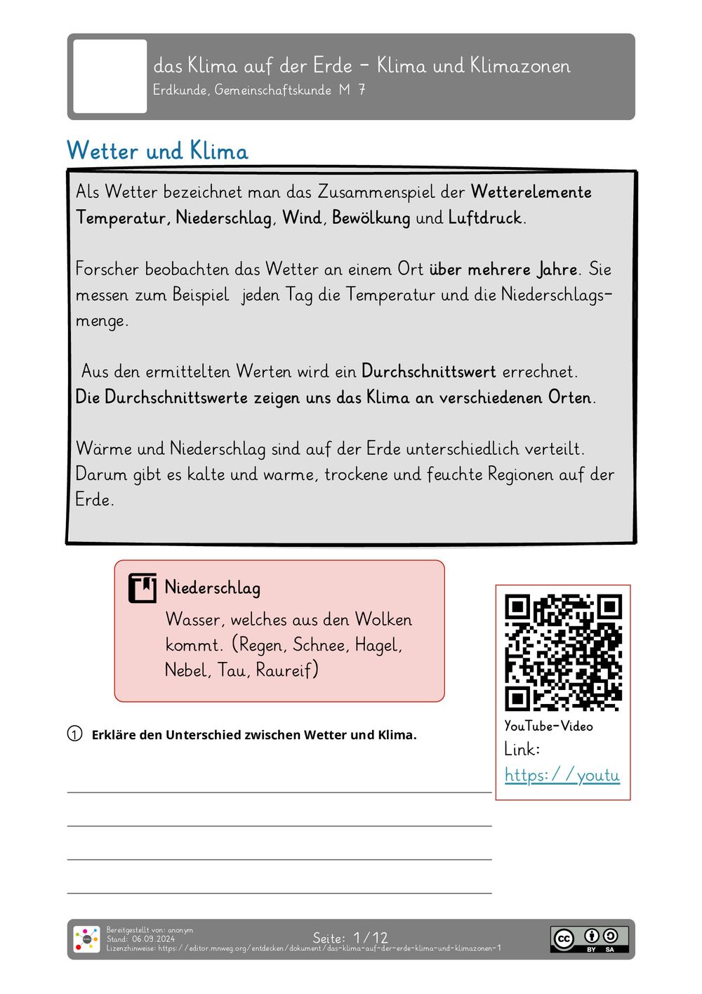 Klimazonen Der Erde Arbeitsblatt Pdf Arbeitsblatt - das Klima auf der Erde - Klima und Klimazonen - Erdkunde