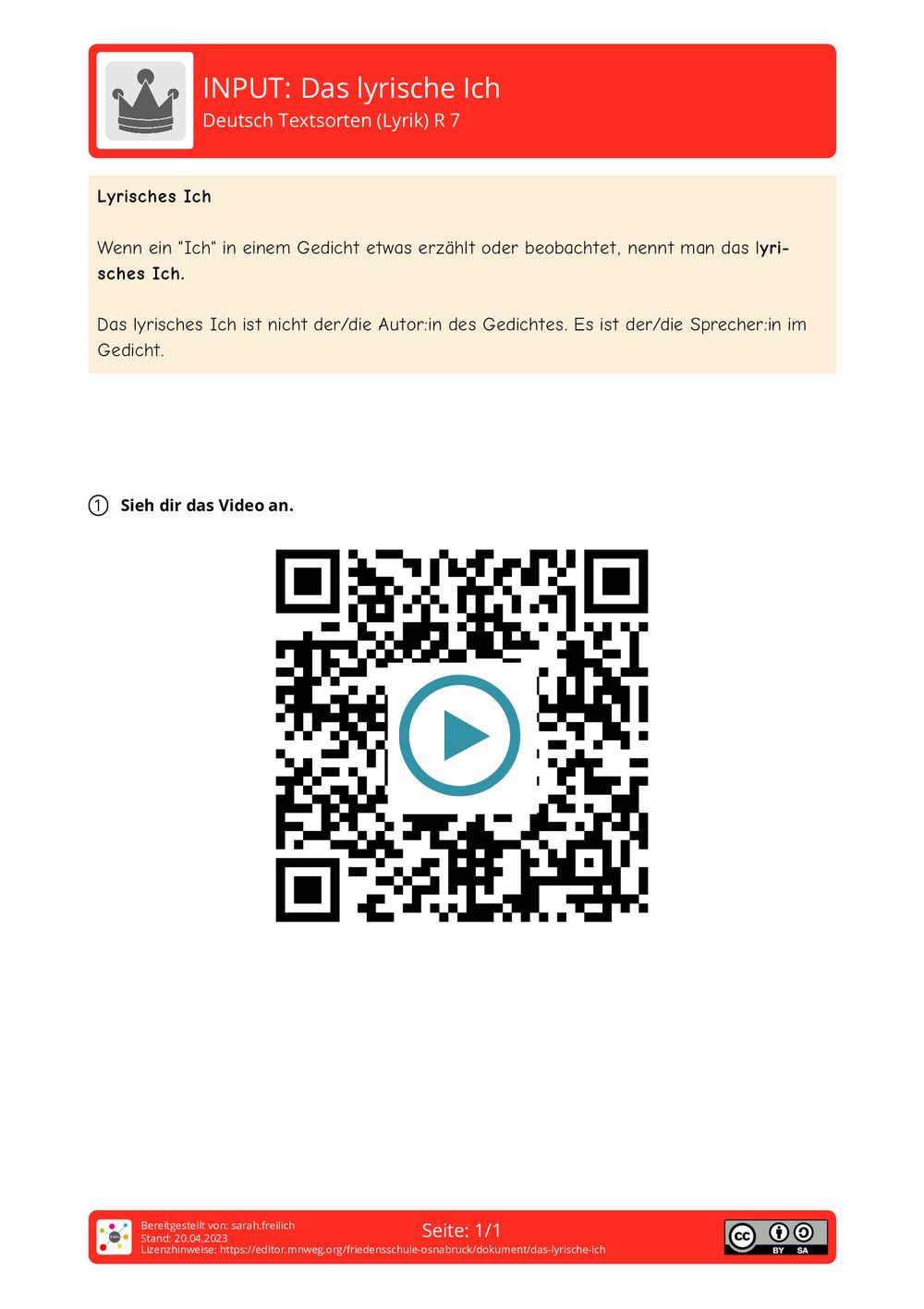 Was Ist Das Lyrische Ich Arbeitsblatt - Das lyrische Ich - Deutsch - Textsorten (Lyrik) - mnweg.org