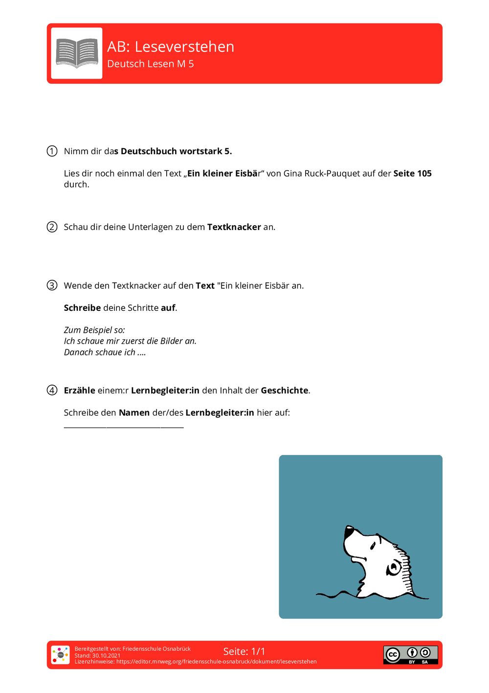 Arbeitsblatt Leseverstehen Deutsch Lesen