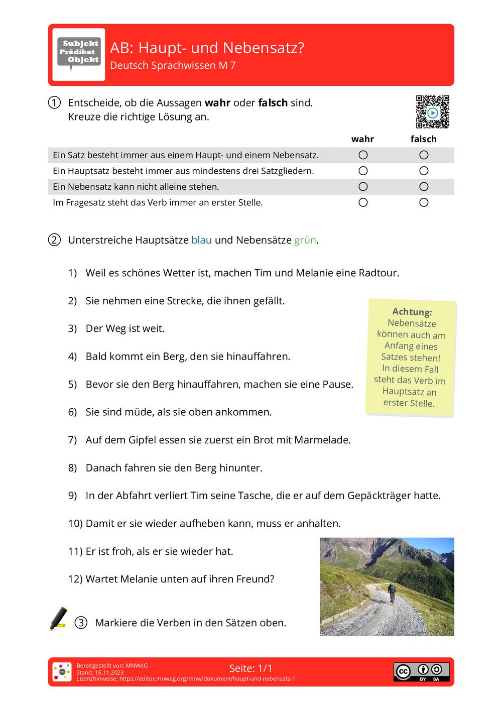 übungen Zu Haupt Und Nebensätzen Arbeitsblatt - Haupt- und Nebensatz? - Deutsch - Sprachwissen - mnweg.org