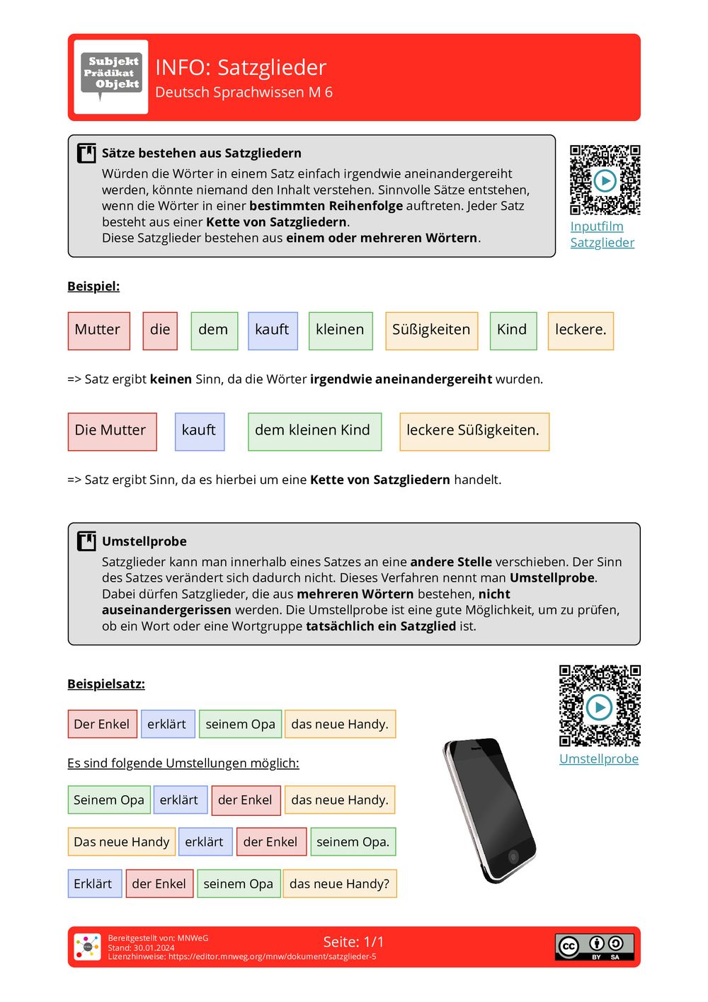 Arbeitsblatt Satzglieder Deutsch Sprachwissen