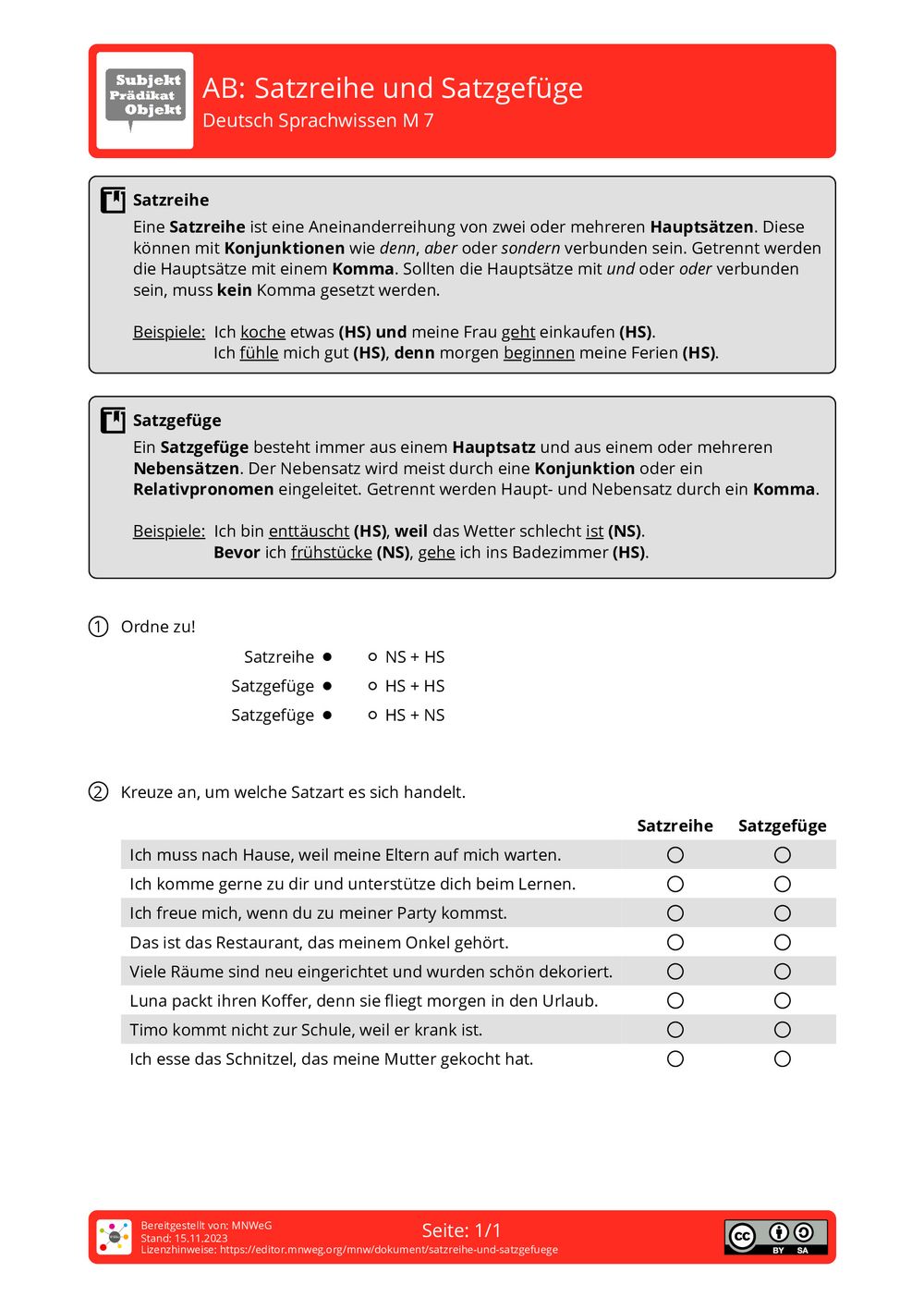 Satzreihe Und Satzgefüge übungen Pdf Arbeitsblatt - Satzreihe und Satzgefüge - Deutsch - Sprachwissen