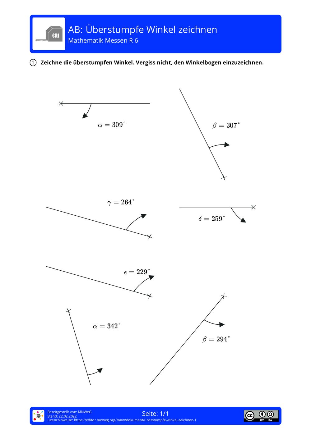 Arbeitsblätter Winkel Messen Und Zeichnen Arbeitsblatt - Überstumpfe Winkel zeichnen - Mathematik - Messen