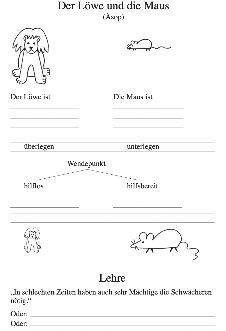 Arbeitsblatt - Eine Fabel Analysieren - Deutsch - Textsorten - Mnweg.org