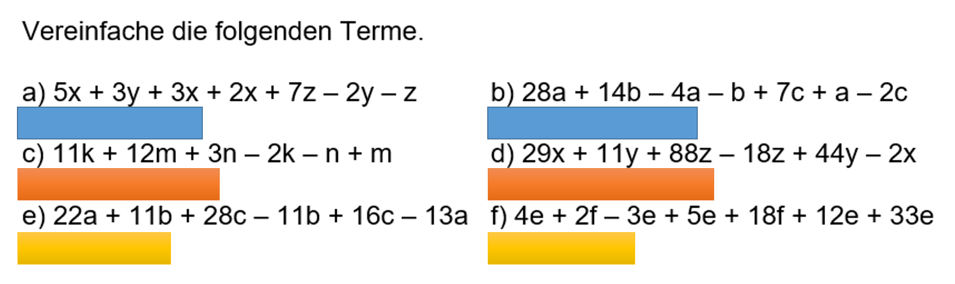 Arbeitsblatt - Termumformungen - Mathematik - Gleichungen & Terme ...