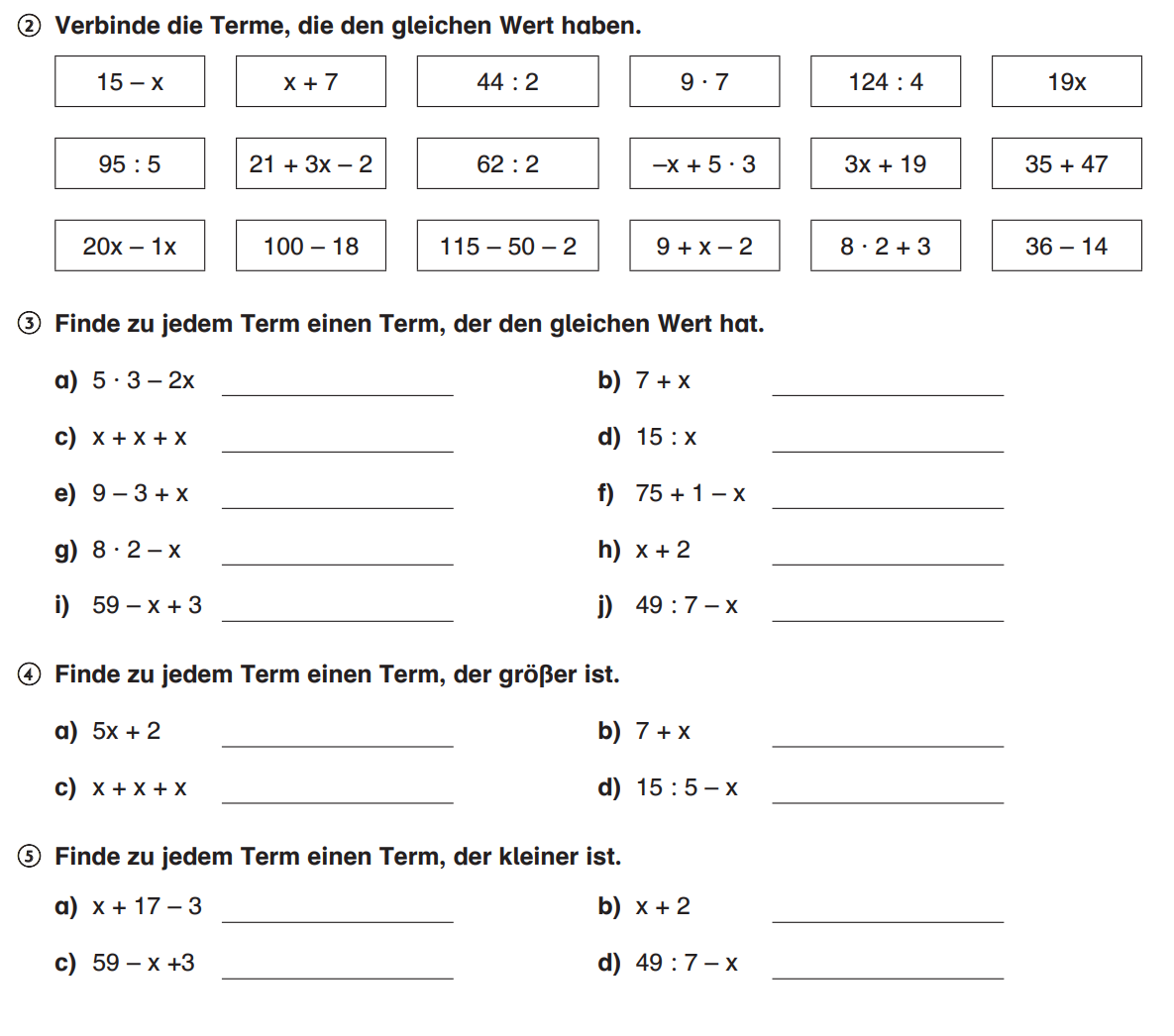Terme Und Gleichungen Aufgaben Mit Lösungen Pdf Arbeitsblatt - Werte von Termen berechnen - Mathematik - Gleichungen